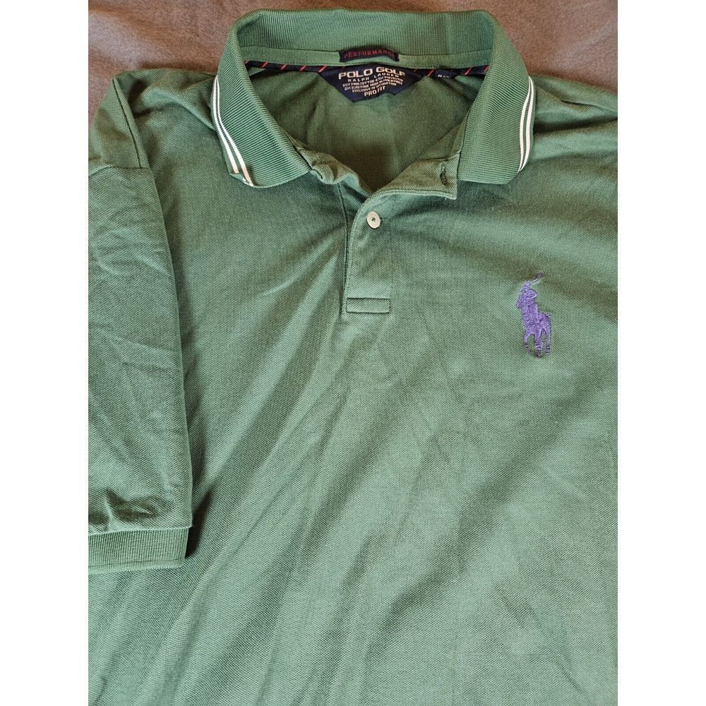 POLO GOLF RALPH LAUREN Shirt Men L Big Pony Performance‎ Pima Cotton Green